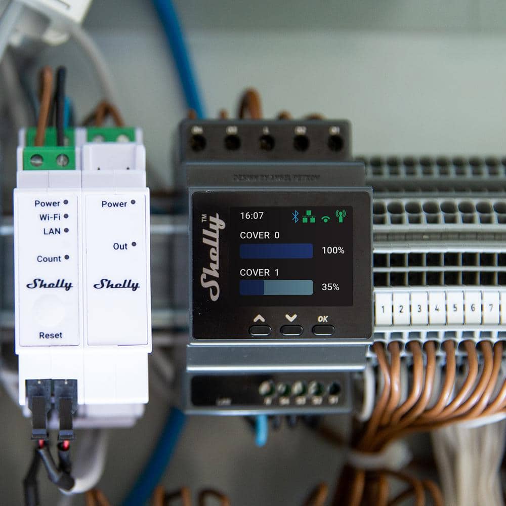 Shelly Pro Dual Cover/Shutter PM, LAN, Wi-Fi and Bluetooth, Professional DIN Rail Smart Controller With 2 Covers, 16A Each