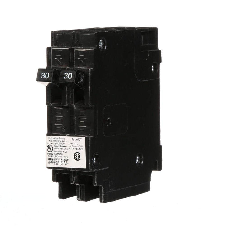 Siemens 2-30 Amp Single-Pole Type QT Tandem-Circuit Breaker