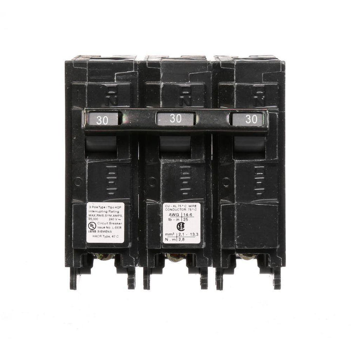 Siemens 30 Amp Three-Pole Type HQP 66kA Circuit Breaker