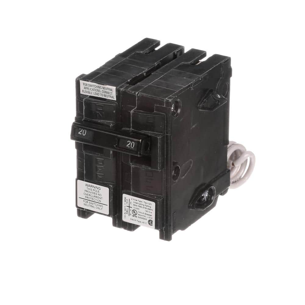Siemens 20 Amp 2-Wire Common Trip Switch Neutral Breaker