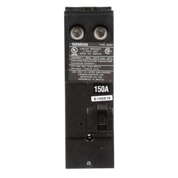 Siemens 150 Amp Double-Pole Type QNH 22kA Reverse Handle Circuit Breaker