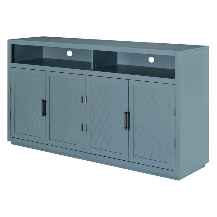 Runesay 60 in. W x 15.7 in. D x 33.36 in. H in Smoke Blue MDF Ready to Assemble Floor Base Kitchen Cabinet Sideboard