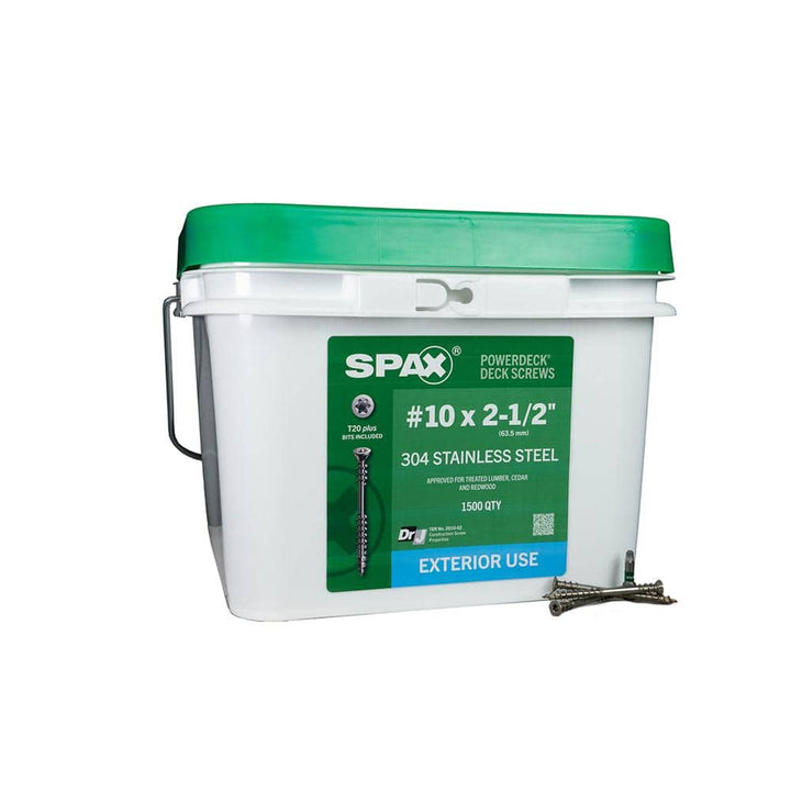SPAX #10 x2-1/2 in. Exterior Trim Head Stainless Steel Wood Deck Screws Powerdeck TorxT-Star Plus(1500 Each)Bulk Bit Included