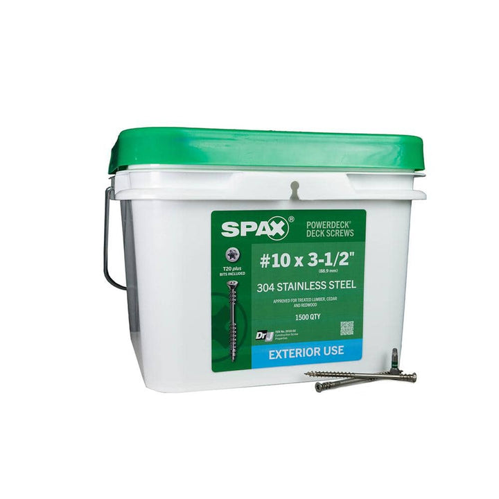 SPAX #10 x3-1/2 in. Exterior Trim Head Stainless Steel Wood Deck Screws Powerdeck TorxT-Star Plus(1500 Each)Bulk Bit Included