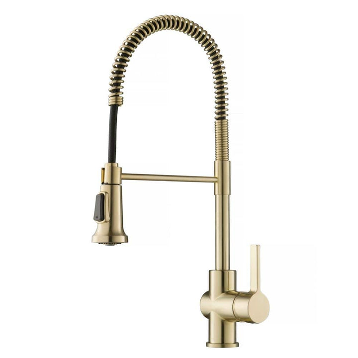 KRAUS Britt Single-Handle Spring Coil Kitchen Faucet in Spot Free Antique Champagne Bronze