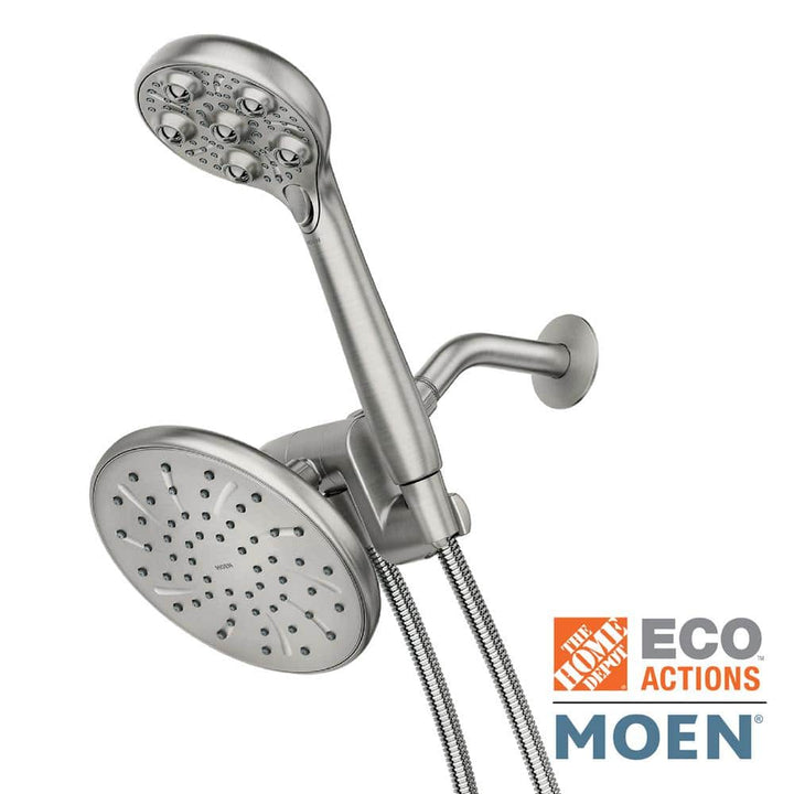 Moen HydroRoller Massage 3-Spray 7.5 in. Dual Handheld Shower Head with Body Spray, Spot Resist Brushed Nickel