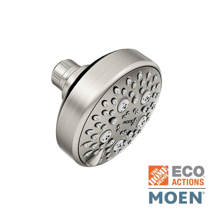 MOEN Avira 4-Spray 4.1 in. Single Wall Mount Fixed Shower Head in Spot Resist Brushed Nickel