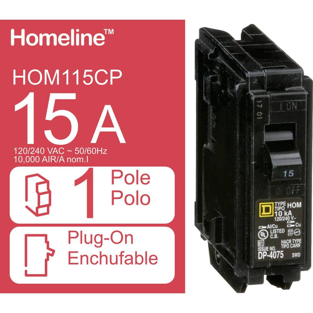 Square D Homeline 15 Amp Single-Pole Circuit Breaker(HOM115CP)