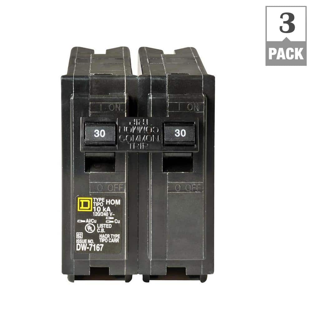 Square D Homeline 30 Amp 2-Pole Circuit Breaker (3-Pack)