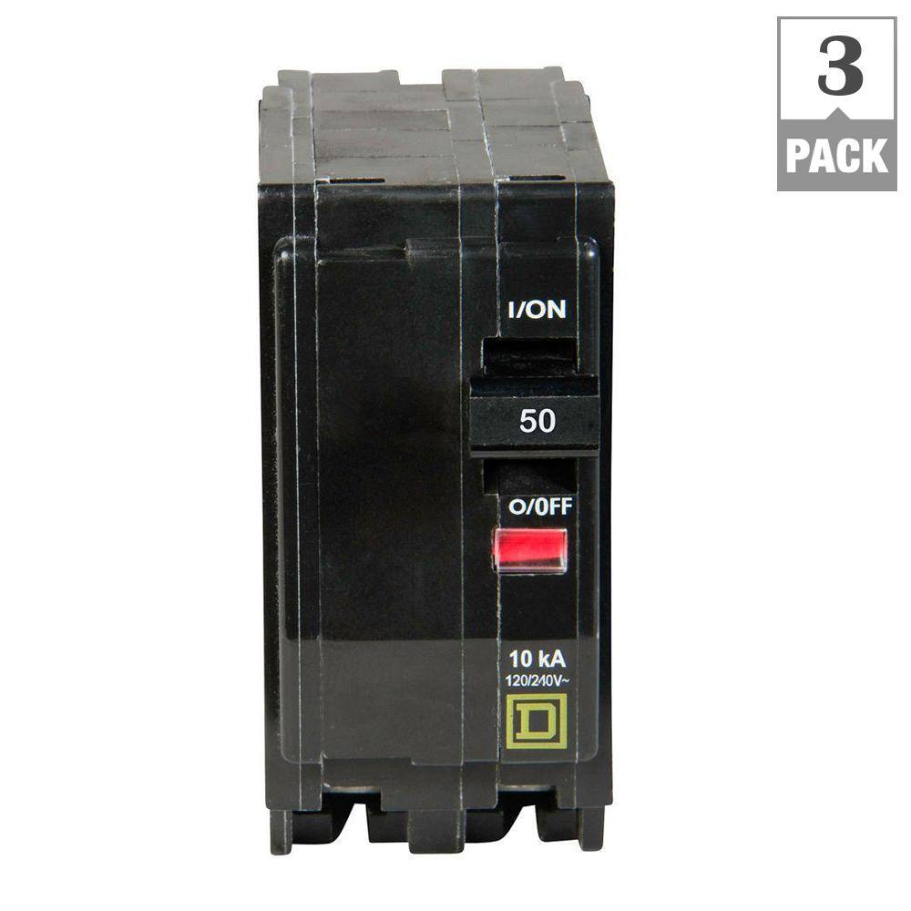 Square D QO 50 Amp 2-Pole Circuit Breaker (3-Pack)
