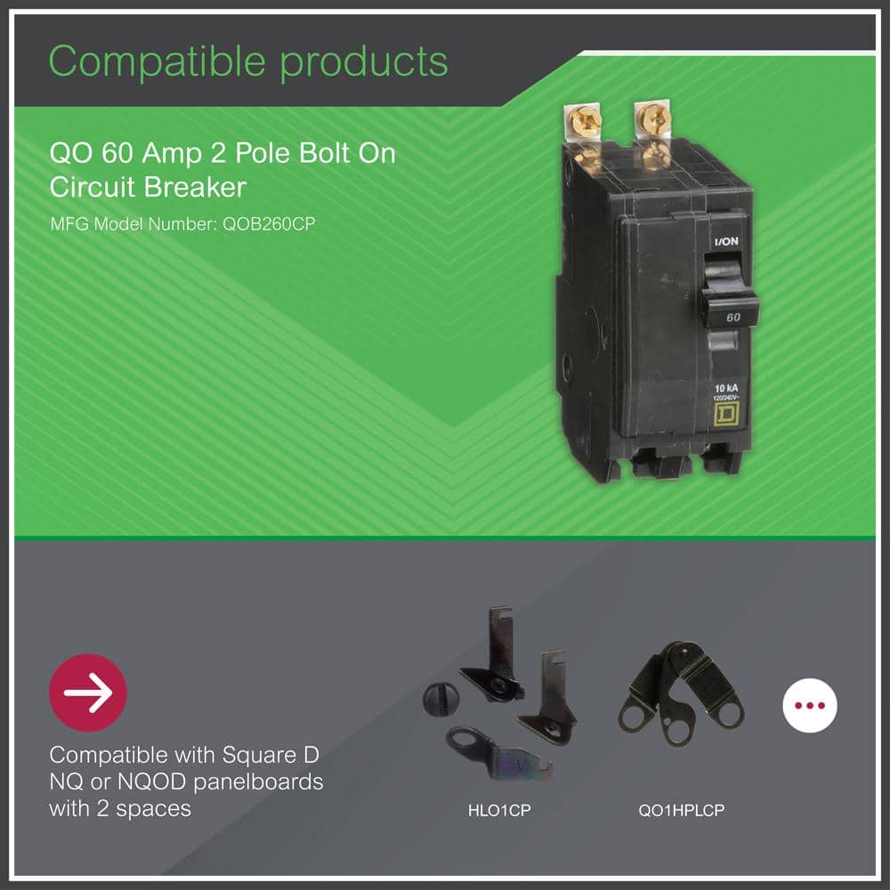 Square D QO 60 Amp 2-Pole Bolt-On Circuit Breaker