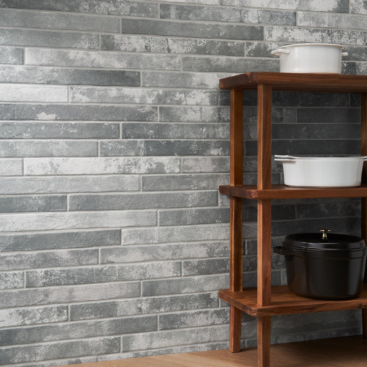 English Brick Light Gray Matte Porcelain Tile - 2x18