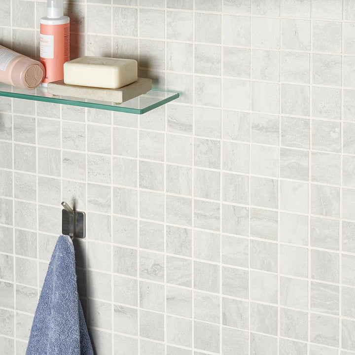 Basic Travertine Cotton White 2x2 Matte Porcelain Mosaic Tile