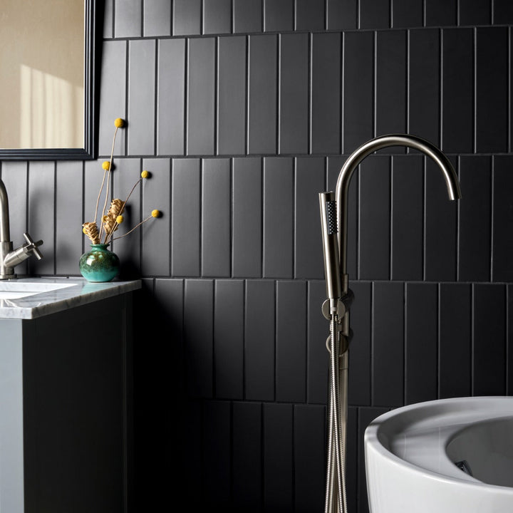 Roller Black 3x11 Matte Porcelain Subway Tile - Lux Tile