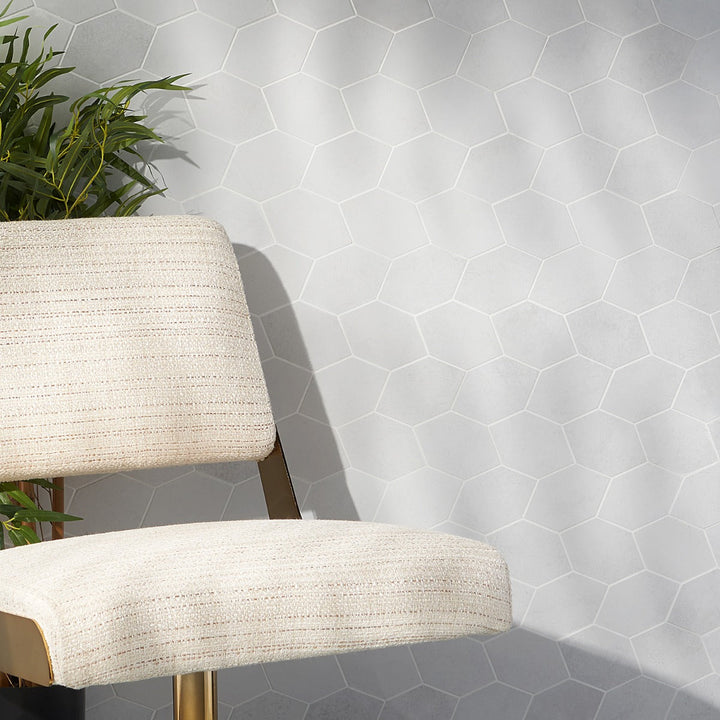 Bond Palladium Light Gray Foliage Hexagon Matte Porcelain Mosaic Tile