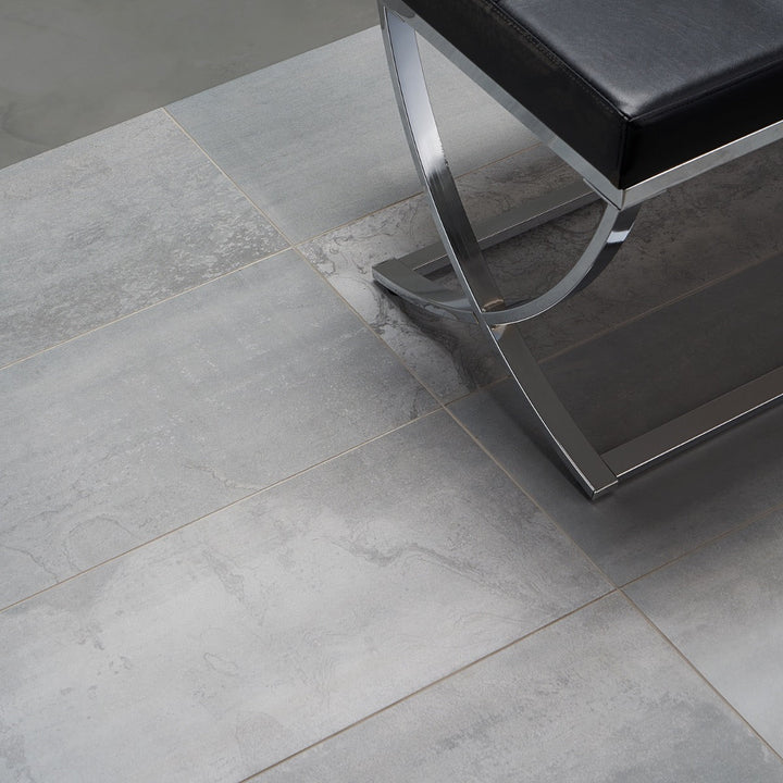 Hewlett Metal Silver 12x24 Matte Porcelain Tile - Industrial Style