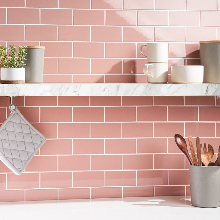 Tilebar Park Hill Pink 3x6 Polished Porcelain Subway Tile