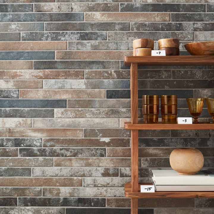 Industrial Red Mix Matte Porcelain Tile - 2x18