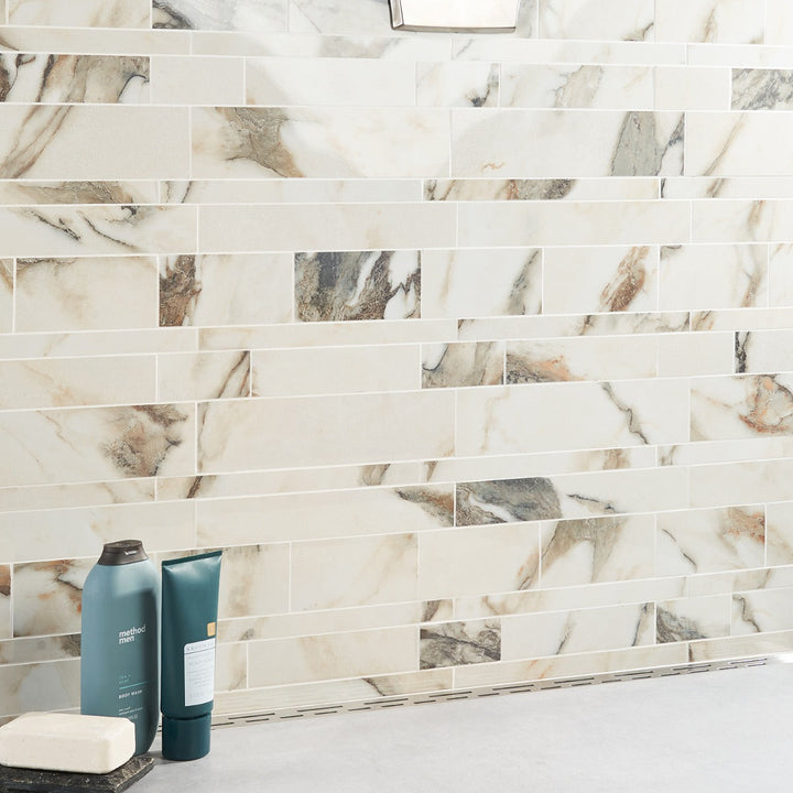 Dreamstone Calacatta Rustico Polished Porcelain Mosaic Tile