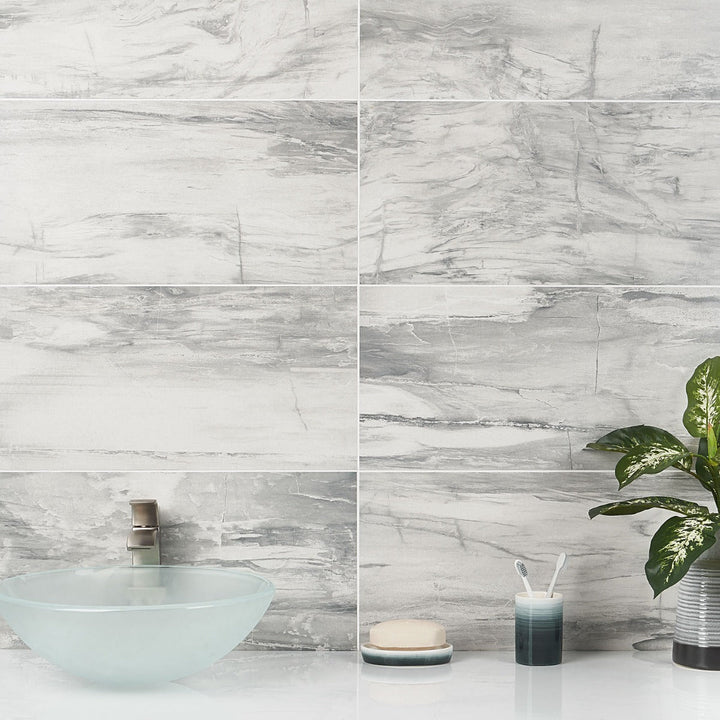 Petrawood White 12x24 Matte Porcelain Tile - Lux Tile