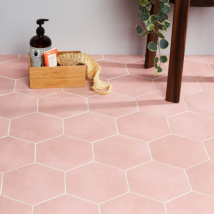 HexArt Rose Pink 8" Hexagon Matte Porcelain Tile - Lux Tile