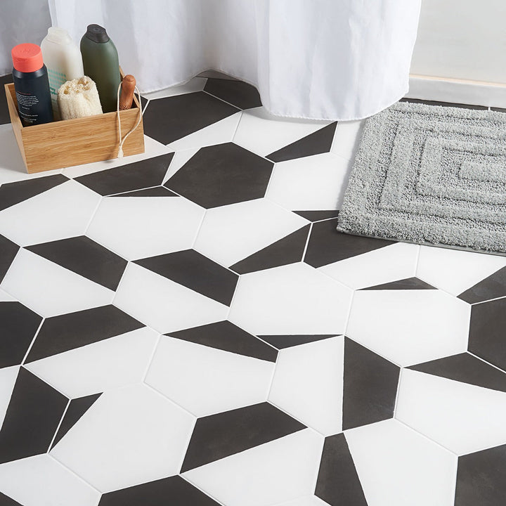 HexArt Pop Nero 8" Hexagon Matte Porcelain Tile - Lux Tile