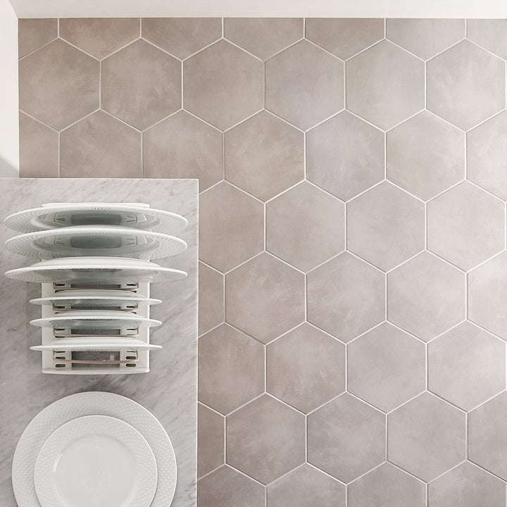 HexArt Gris Gray 8" Hexagon Matte Porcelain Tile - Lux Tile