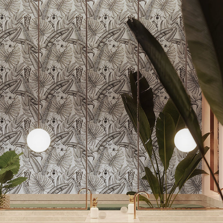 Paula Purroy Gardenia Black and White 24x48 Porcelain Tile