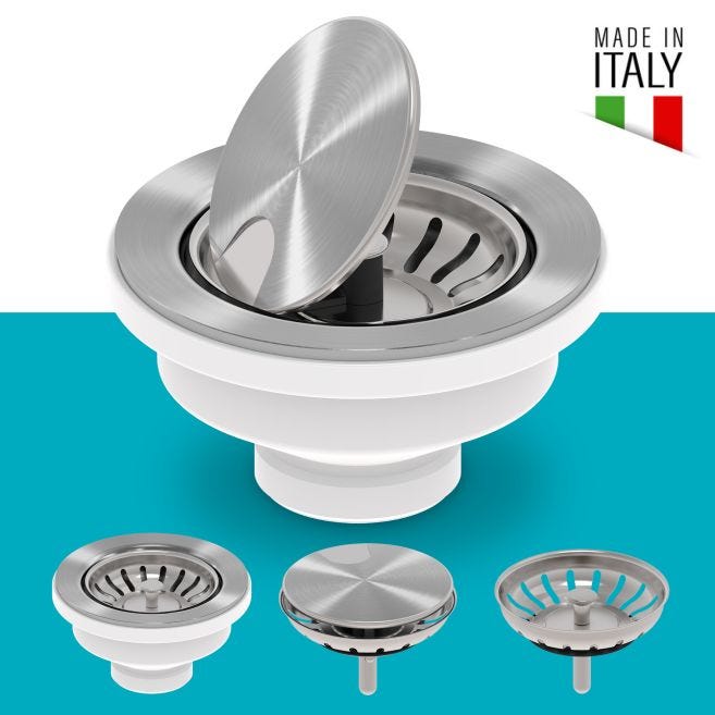 Kraus ST-4 VersiDrain Kitchen Sink Strainer Assembly with FlipCap, Stainless Steel, Fits 3.5–4 in. Drains