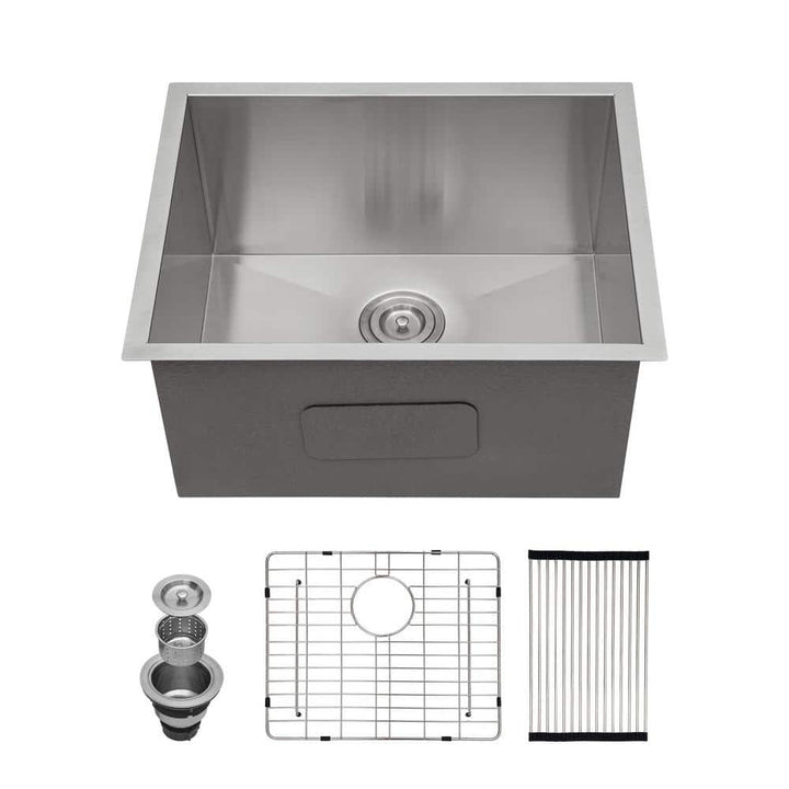 LORDEAR 21 in.W x 18 in. D x 12 in. H Stainless Steel Undermount Single Bowl Laundry/Utility Sink with Accessories