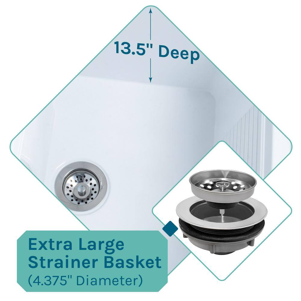 TEHILA 25x21.5 ABS Plastic Freestanding Utility Sink with Stainless Faucet & Soap Dispenser
