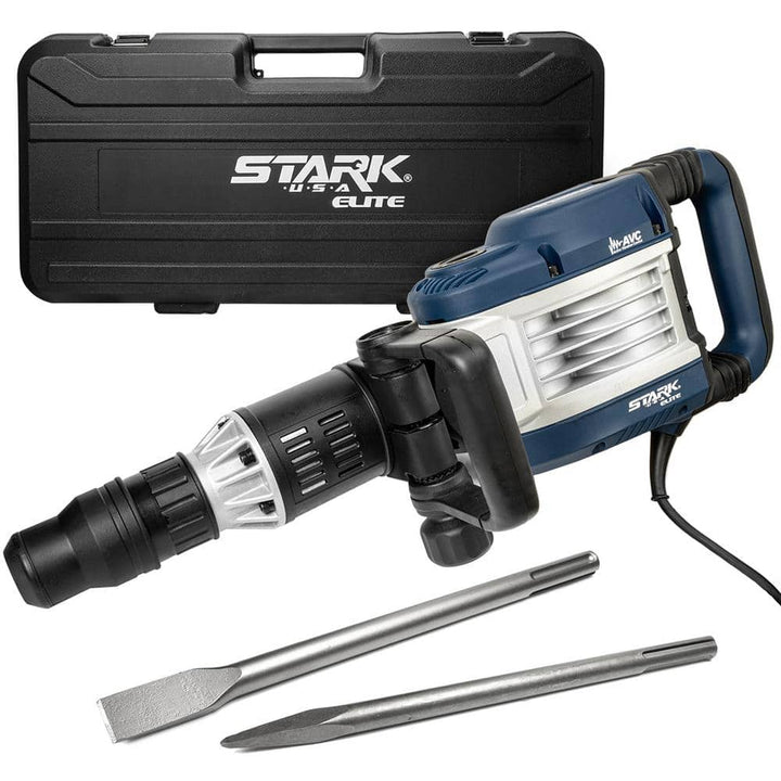 Stark 15 Amp 28.75 in. x7.25 in. Corded SDS-MAX Demolition Hammer Jack Hammer Kit with Chisels, Auxiliary Handle and Case