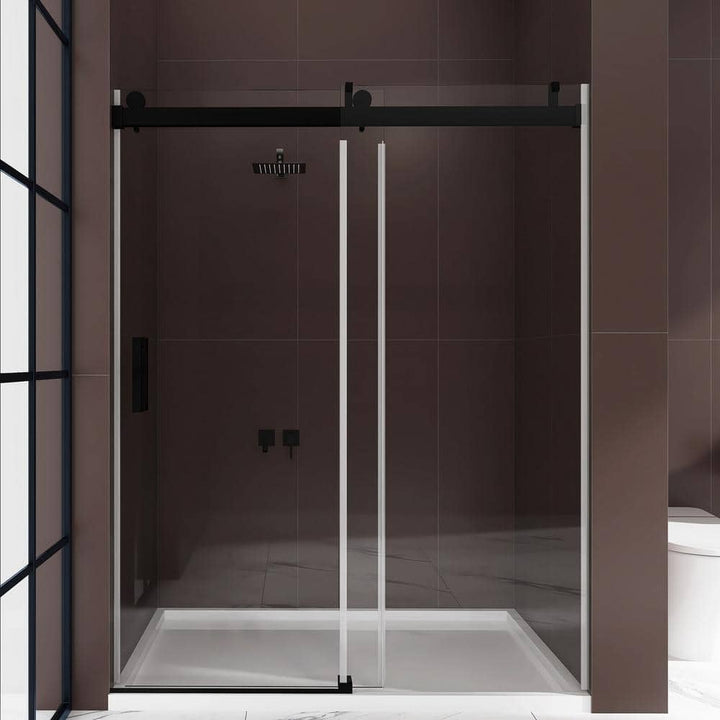Staykiwi 60 in. W x 76 in. H Single Sliding Frameless Shower Door in Matte Black Finish with Buffer