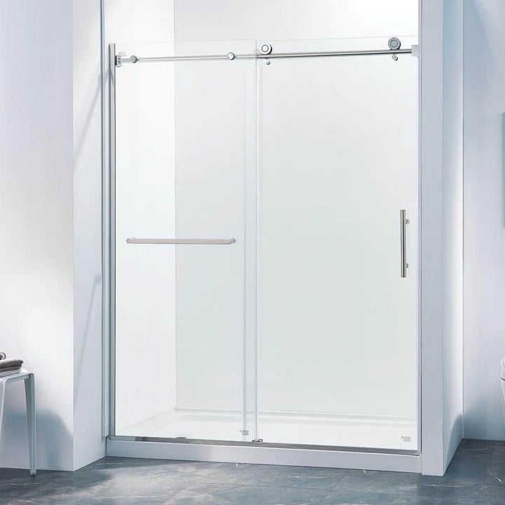 Staykiwi 60 in. W x 75 in. H Single Sliding Semi-Frameless Shower Door in Chrome Finish with Clear Glass