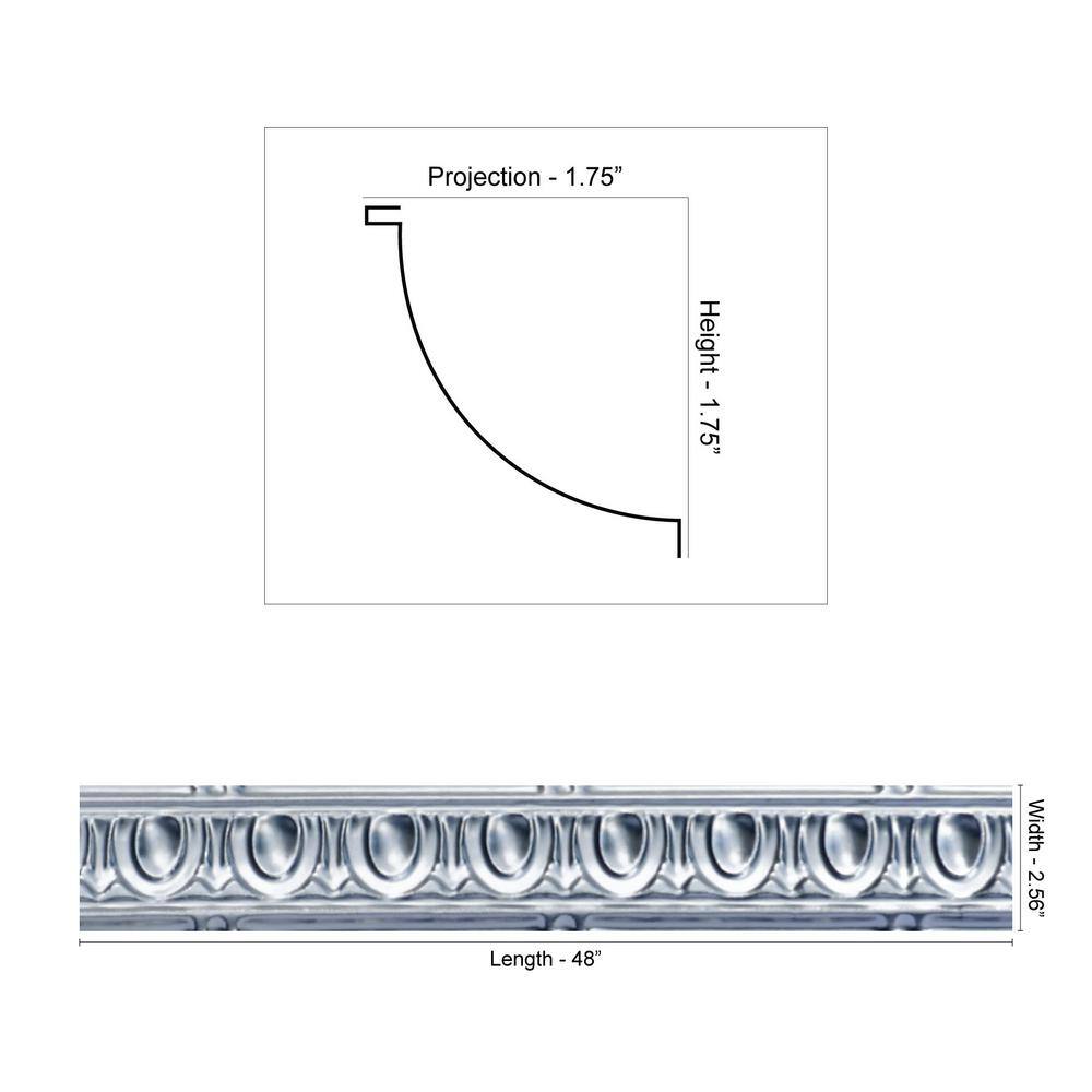 FROM PLAIN TO BEAUTIFUL IN HOURS Puffy Arches 0.012 in. x 2.56 in. x 48 in. Metal Bed Moulding Nail-Up Tin Cornice in Steel Unfinished (48 Ln. Ft/Pack)