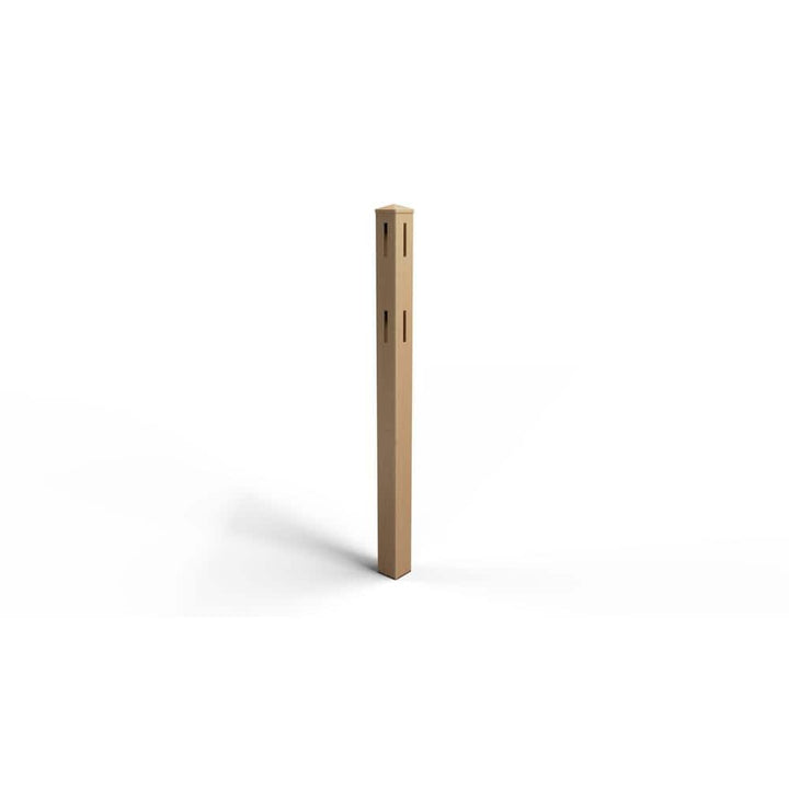Natures Composites Composite 2-Rail Corner Post with Post Cap for Traditional Ranch Rail System (5 in. x 5 in. x 50 in. L) Timber Brown