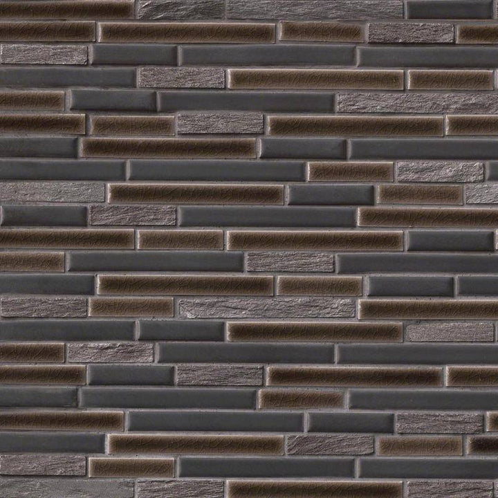 MSI Titan Interlocking 12 in. x 12 in. x 8 mm Textured Porcelain and Stone Mesh Mounted Mosaic Tile (1 sq. ft.)