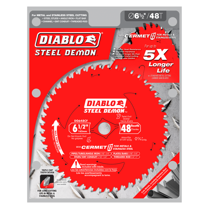 Diablo Steel Demon Cermet II Saw Blade for Medium Metal 6-1/2" 48 Teeth