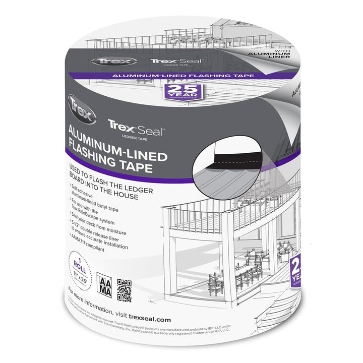 Trex RainEscape Trex 11 in. x 25 ft. Ledger Tape Retail Roll Self-Adhesive Butyl Tape with Aluminum Liner