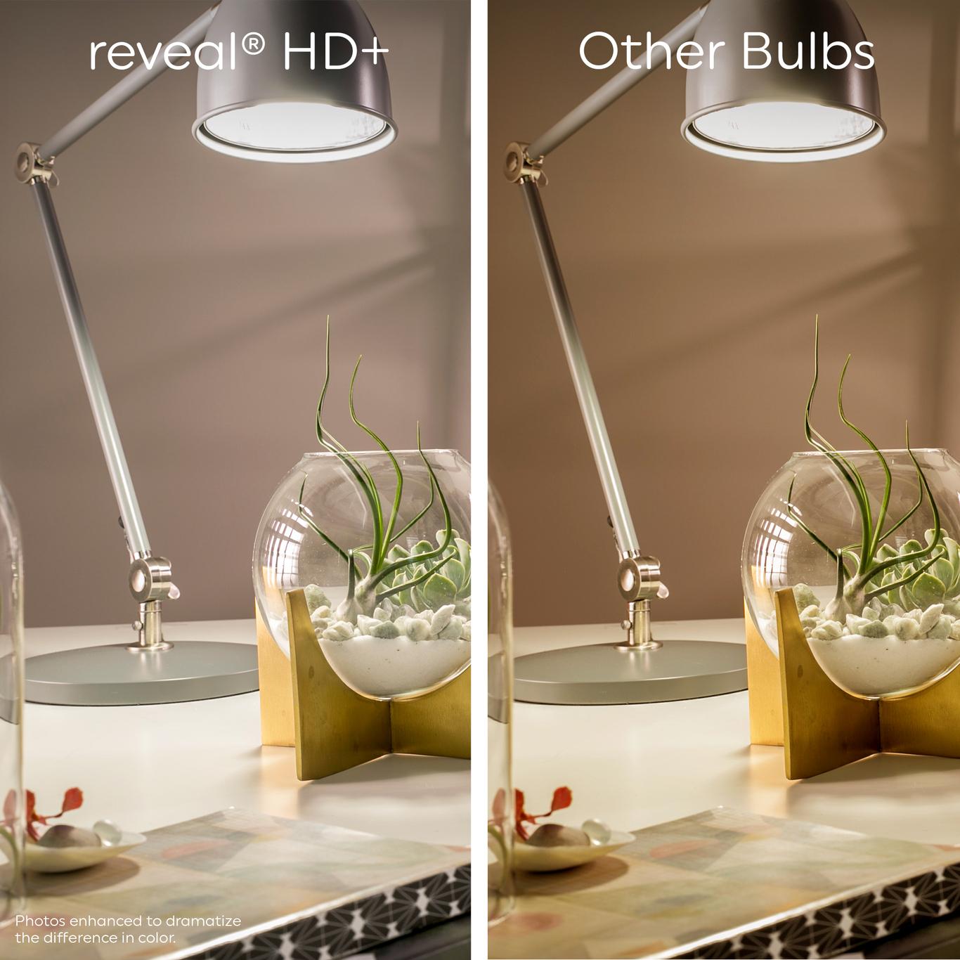 GE Reveal 60-Watt Equivalent A15 Color-Enhancing Dimmable LED Light Bulb, 500 Lumens, Clear Finish (2-Pack)
