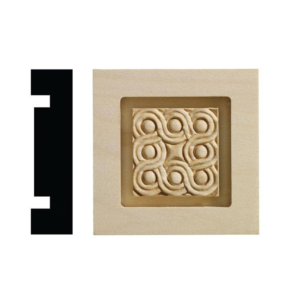 Ornamental Mouldings Rondele Collection 13/16 in. x 3-1/4 in. x 3-1/4 in. White Hardwood Casing Door and Window Corner Block Moulding