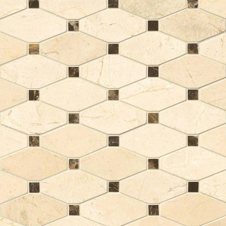 MSI Valencia Blend Elongated Octagon 12 in. x 12 in. x 10 mm Polished Marble Mesh-Mounted Mosaic Tile (10 sq. ft. / case)