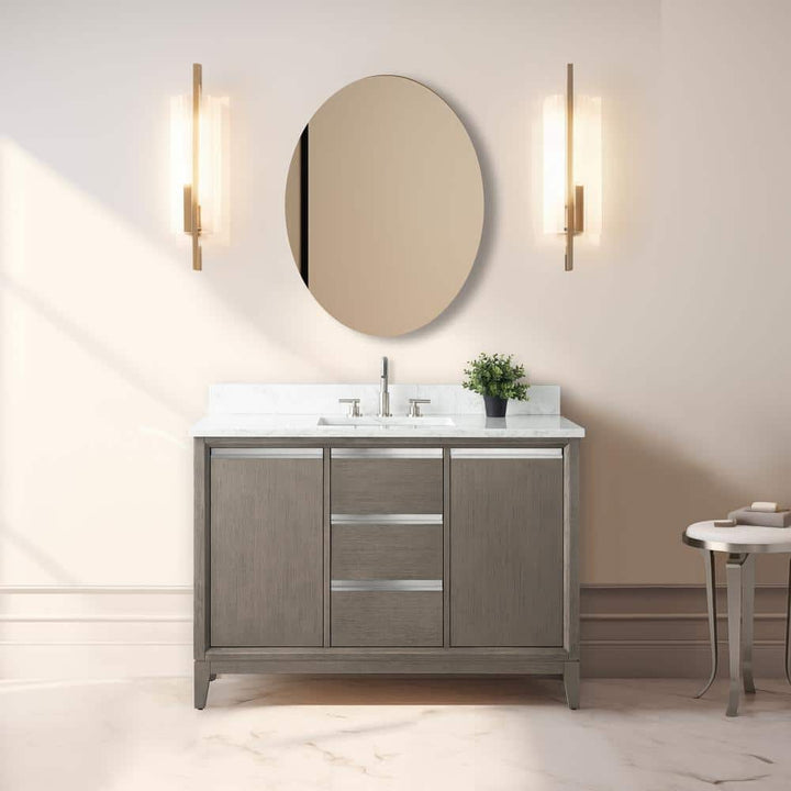 Vanity Art 48 in. W x 22 in. D x 34 in. H Single Sink Bathroom Vanity in Driftwood Gray with Engineered Marble Top