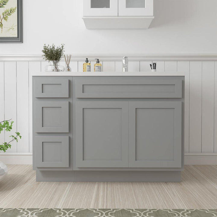 Vanity Art 45 in. W x 21 in. D x 32.5 in. H Bath Vanity Cabinet without Top in Gray