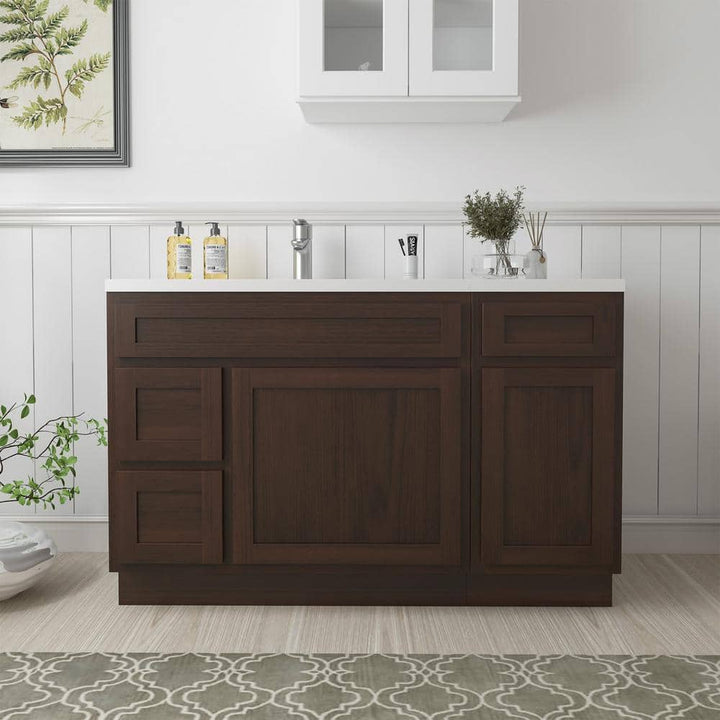 Vanity Art 51 in. W x 21 in. D x 32.5 in. H Bath Vanity Cabinet without Top in Brown