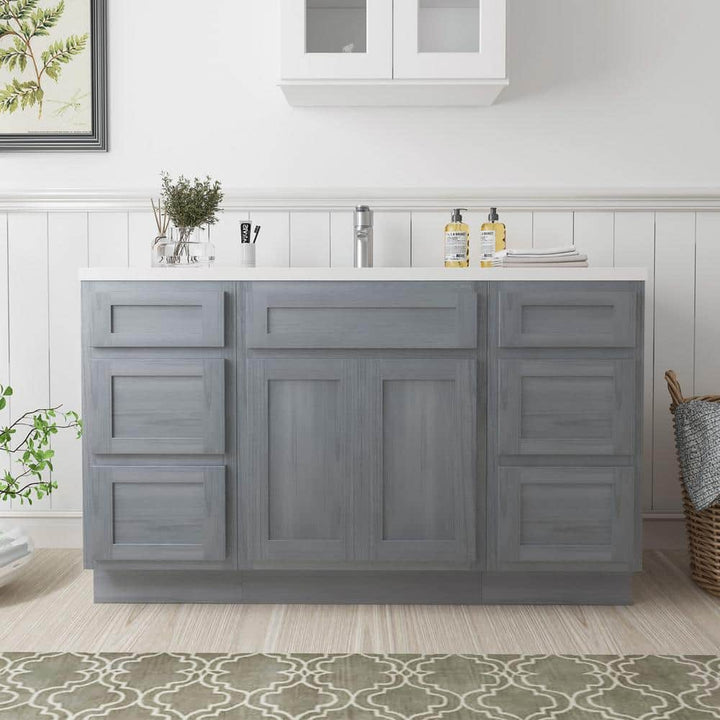 Vanity Art 54 in. W x 21 in. D x 32.5 in. H Bath Vanity Cabinet without Top in Silver