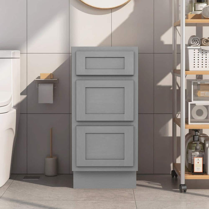 Vanity Art 15 in. W x 21 in. D x 32.5 in. H 3-Drawers Bath Vanity Cabinet without Top in Silver