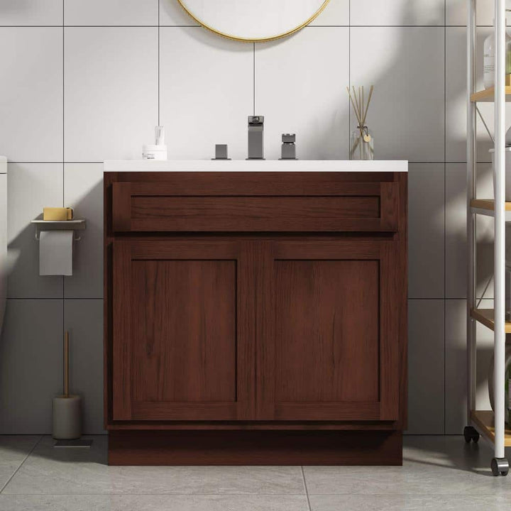 Vanity Art 36 in. W x 21 in. D x 32.5 in. H 2-Doors Bath Vanity Cabinet Only in Brown