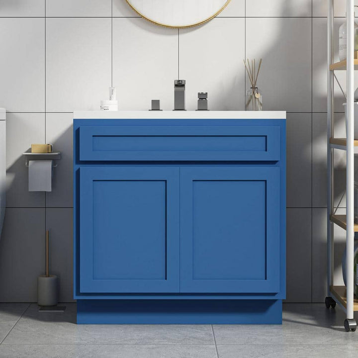 Vanity Art 36 in. W x 21 in. D x 32.5 in. H 2-Doors Bath Vanity Cabinet without Top in Blue
