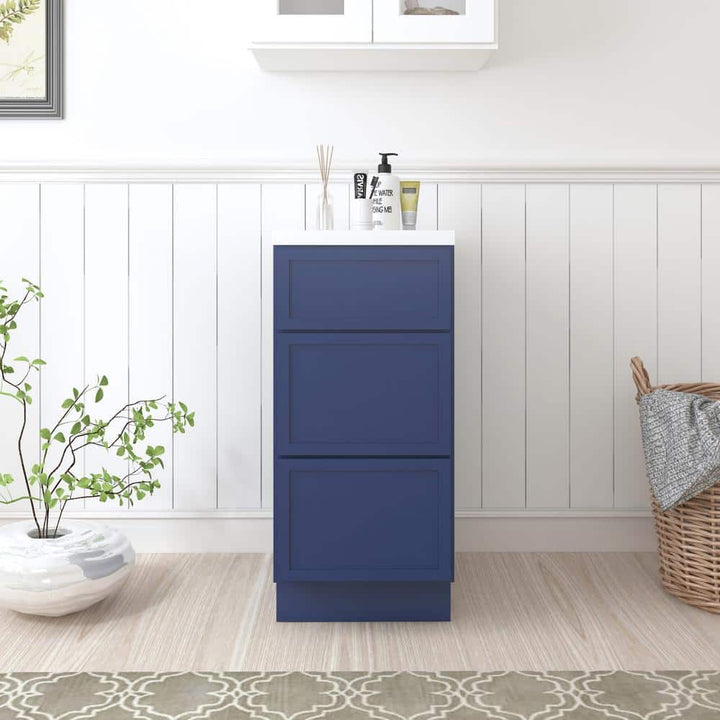 Vanity Art 15 in. W x 21 in. D x 32.5 in. H 3-Drawers Bath Vanity Cabinet Only in Blue